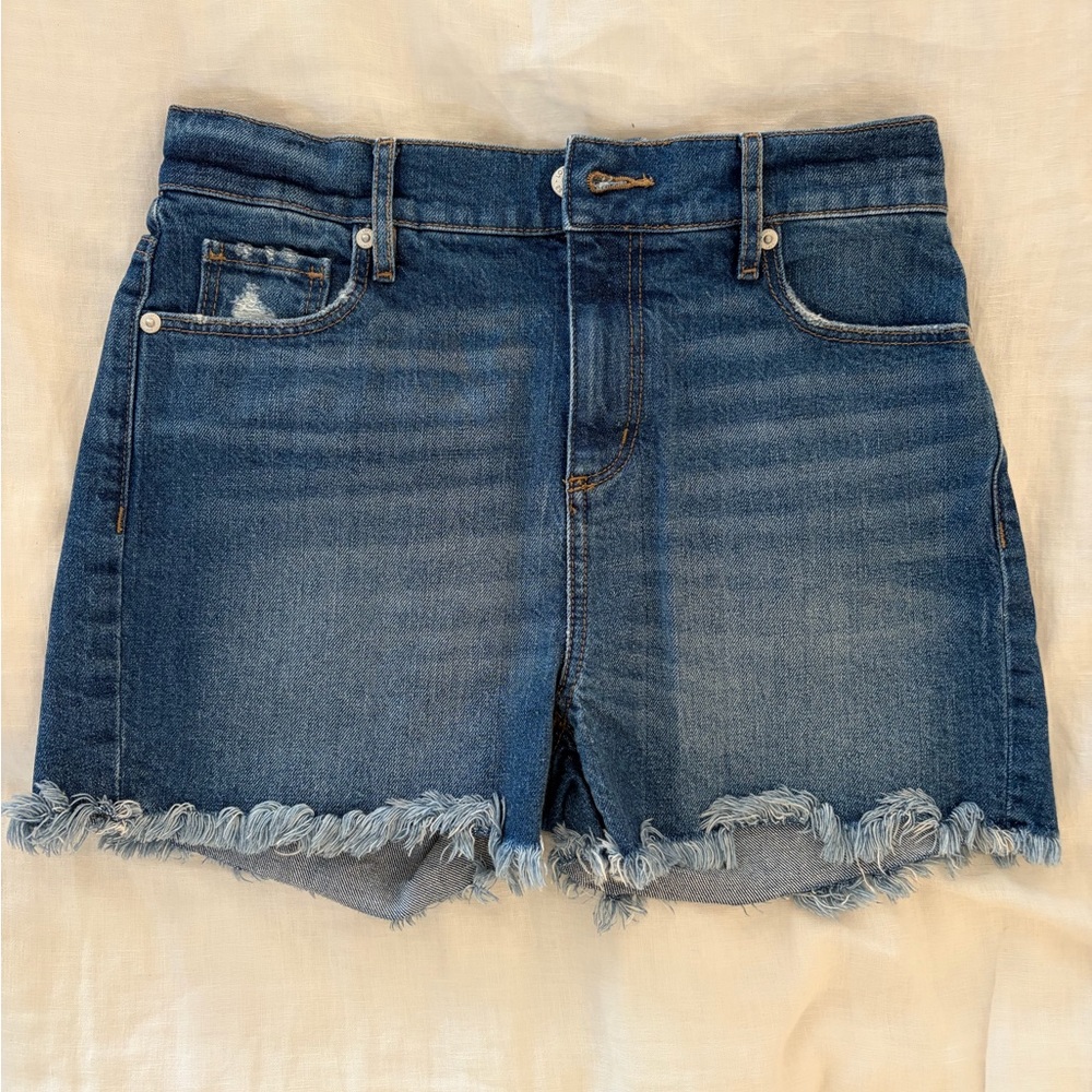 LOFT Blue Frayed Hem Jean Shorts